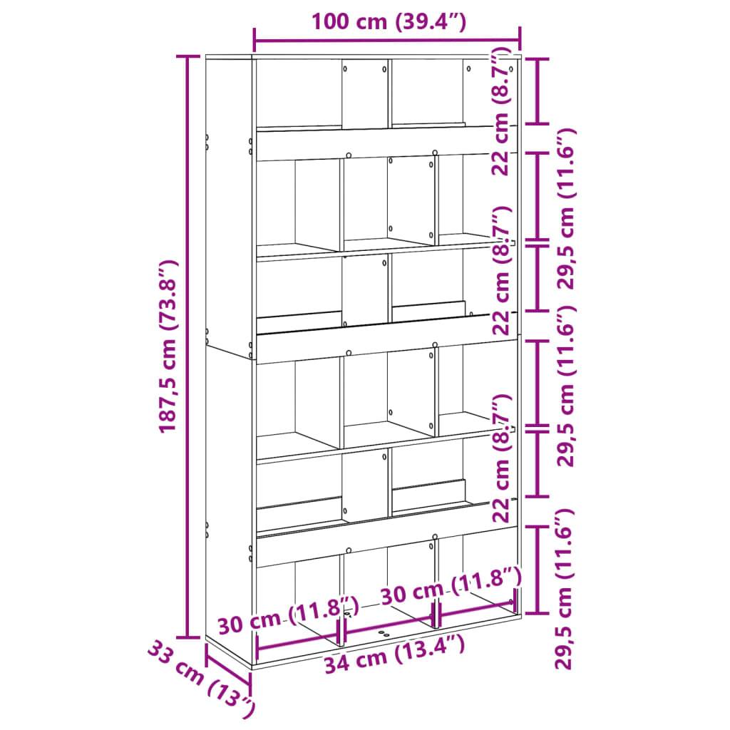 vidaXL Bücherregal Sonoma-Eiche 100x33x187,5 cm Holzwerkstoff