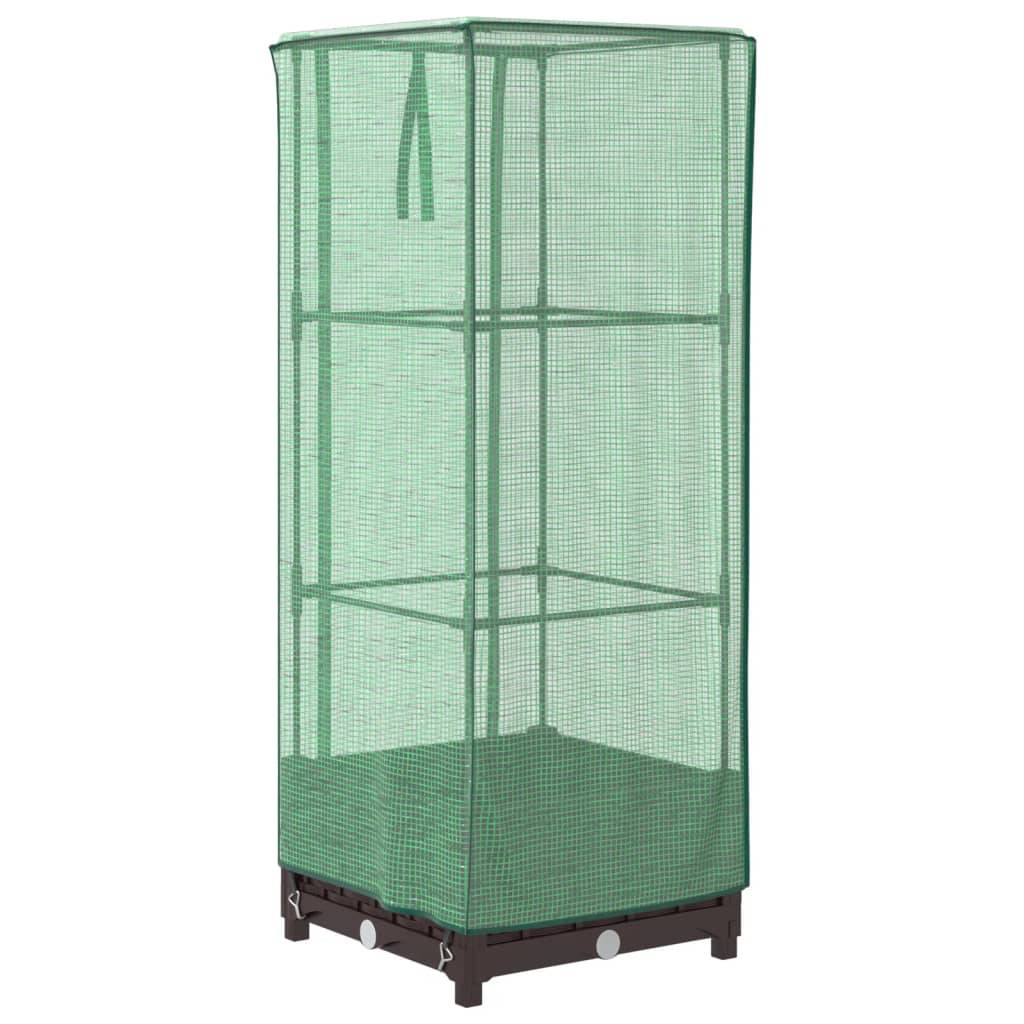 vidaXL Hochbeet mit Gewächshaus-Aufsatz Rattan-Optik 40x40x123 cm