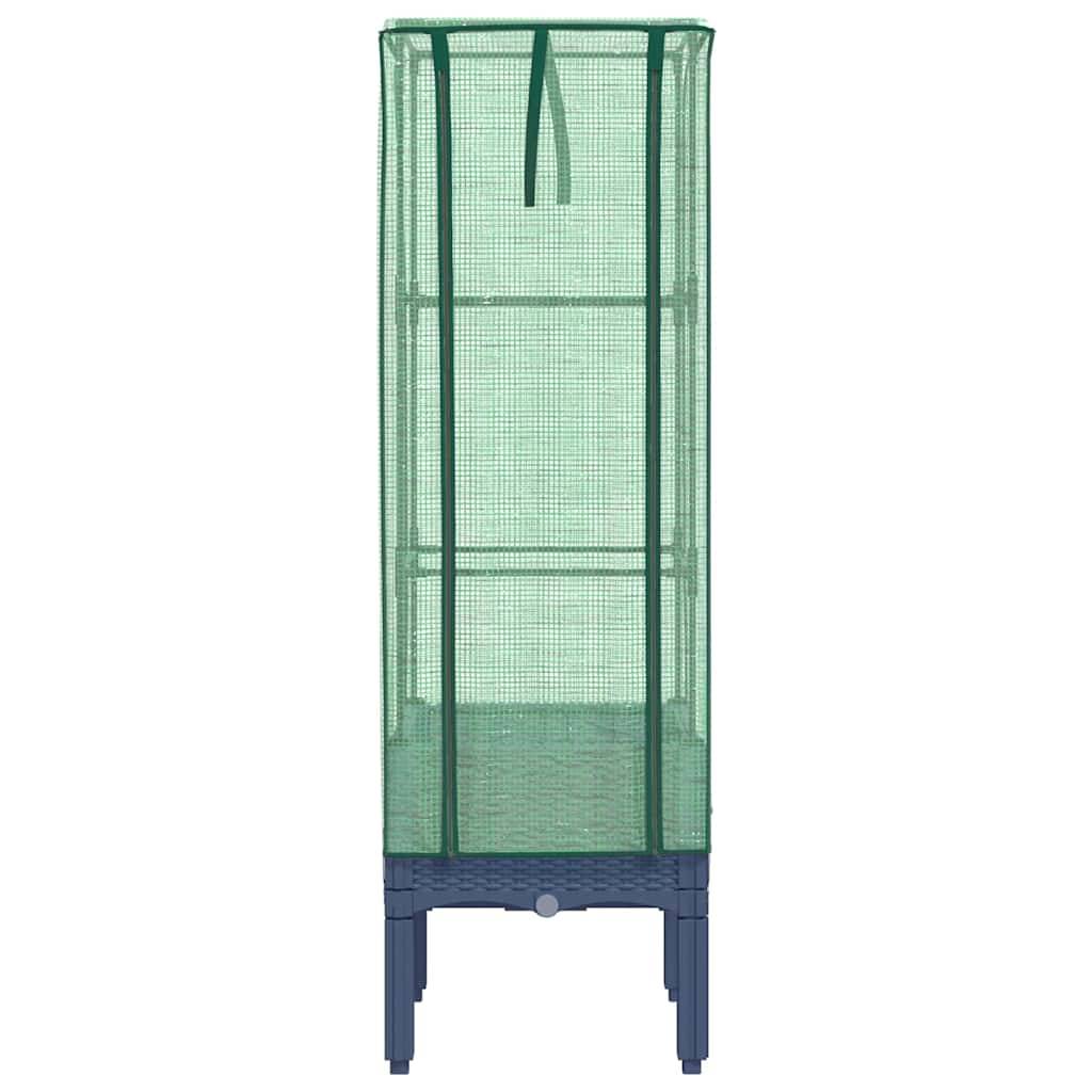 vidaXL Hochbeet mit Gewächshaus-Aufsatz Rattan-Optik 40x40x140 cm