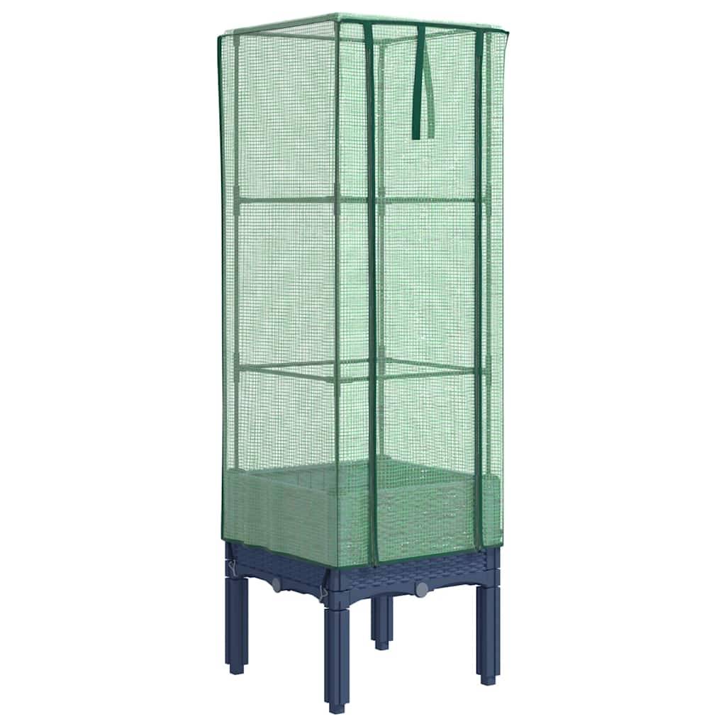 vidaXL Hochbeet mit Gewächshaus-Aufsatz Rattan-Optik 40x40x140 cm