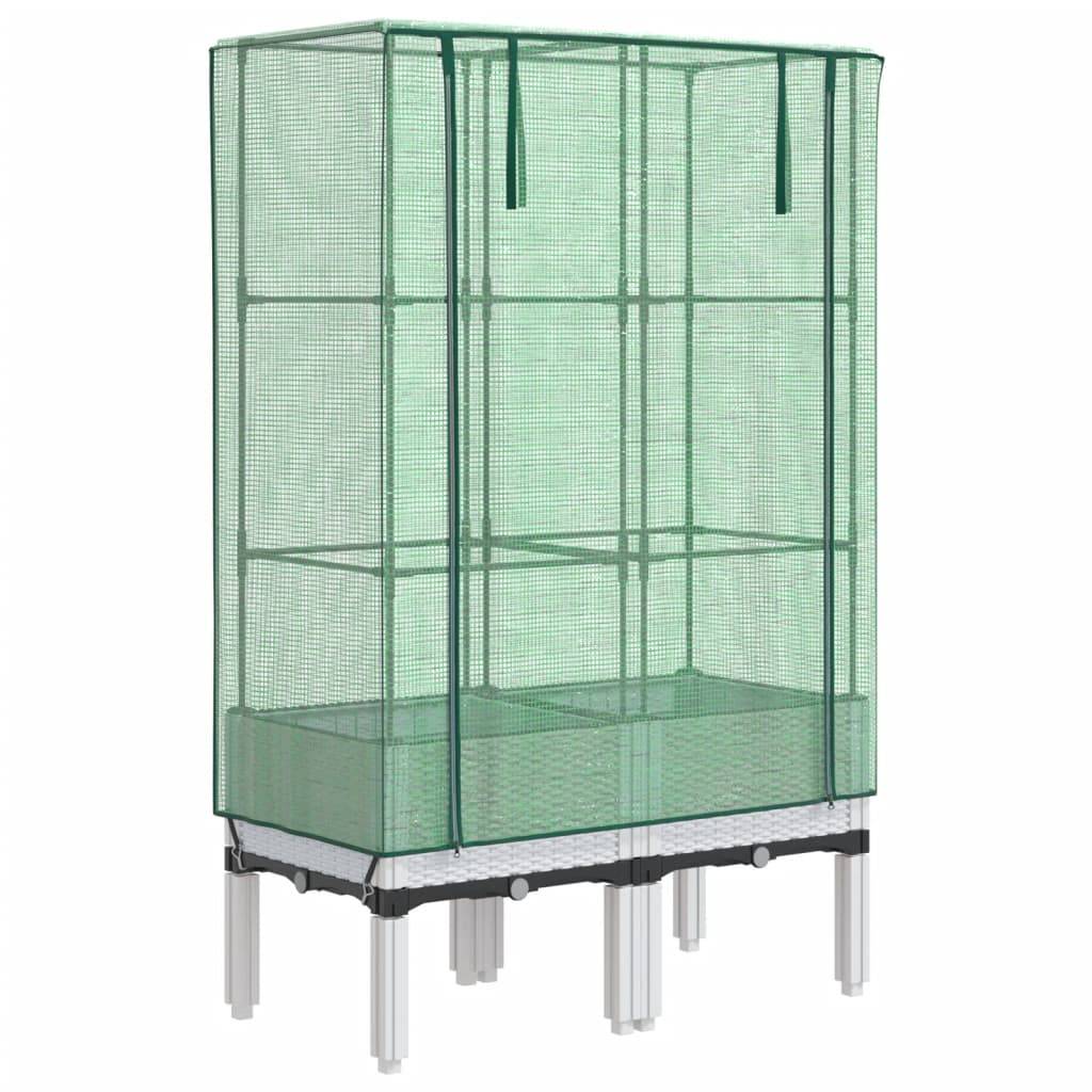 vidaXL Hochbeet mit Gewächshaus-Aufsatz Rattan-Optik 80x40x140 cm