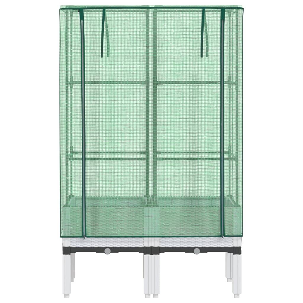 vidaXL Hochbeet mit Gewächshaus-Aufsatz Rattan-Optik 80x40x140 cm