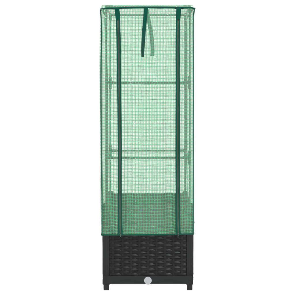 vidaXL Hochbeet mit Gewächshaus-Aufsatz Rattan-Optik 40x40x139 cm