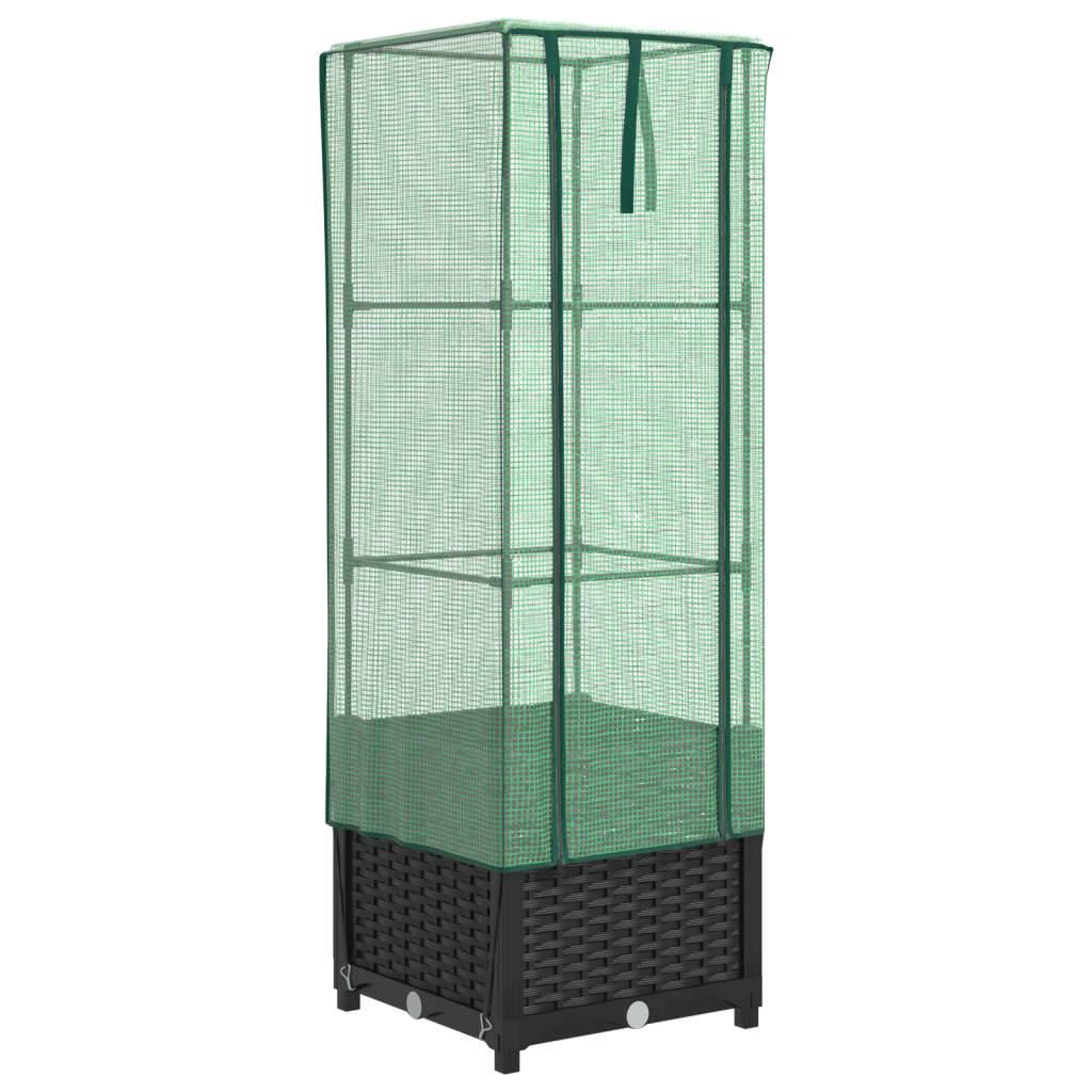 vidaXL Hochbeet mit Gewächshaus-Aufsatz Rattan-Optik 40x40x139 cm