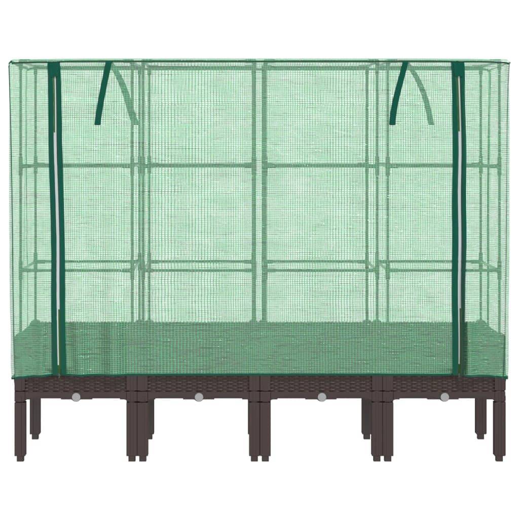 vidaXL Hochbeet mit Gewächshaus-Aufsatz Rattan-Optik 160x40x140 cm