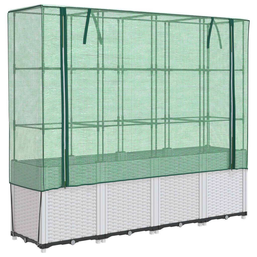 vidaXL Hochbeet mit Gewächshaus-Aufsatz Rattan-Optik 160x40x153 cm