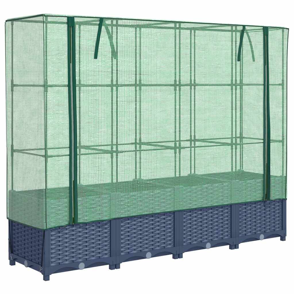 vidaXL Hochbeet mit Gewächshaus-Aufsatz Rattan-Optik 160x40x138 cm