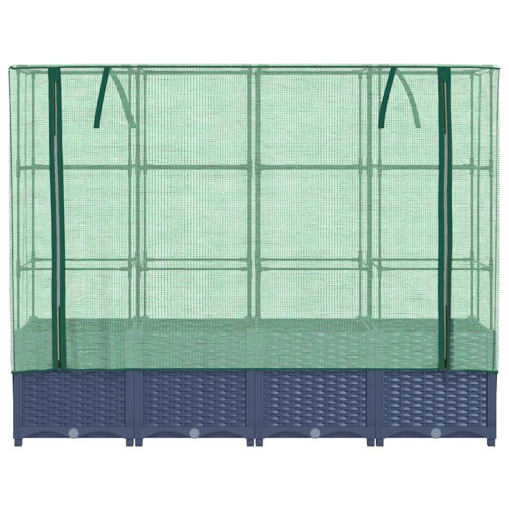 vidaXL Hochbeet mit Gewächshaus-Aufsatz Rattan-Optik 160x40x138 cm