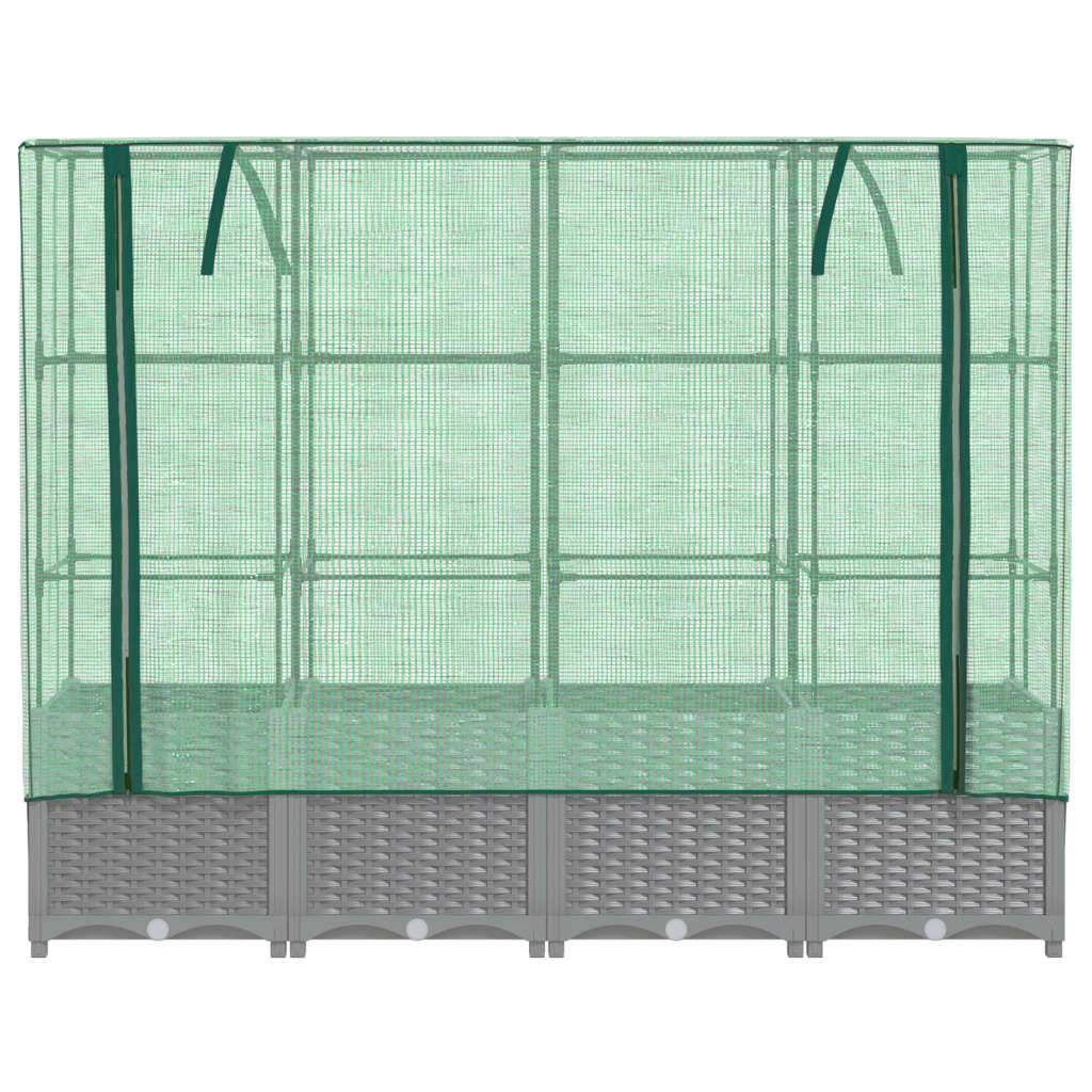 vidaXL Hochbeet mit Gewächshaus-Aufsatz Rattan-Optik 160x40x138 cm