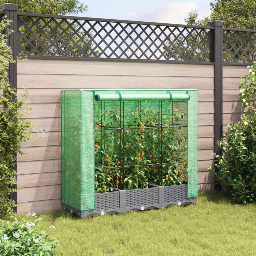 vidaXL Hochbeet mit Gewächshaus-Aufsatz Rattan-Optik 120x40x123 cm