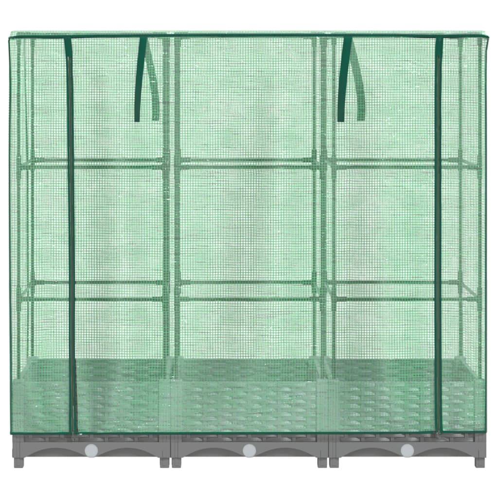 vidaXL Hochbeet mit Gewächshaus-Aufsatz Rattan-Optik 120x40x123 cm