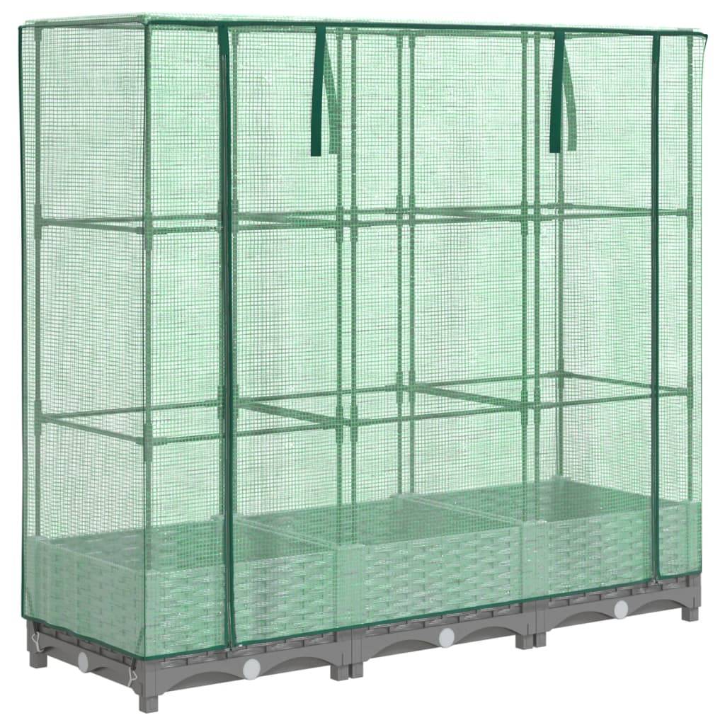 vidaXL Hochbeet mit Gewächshaus-Aufsatz Rattan-Optik 120x40x123 cm