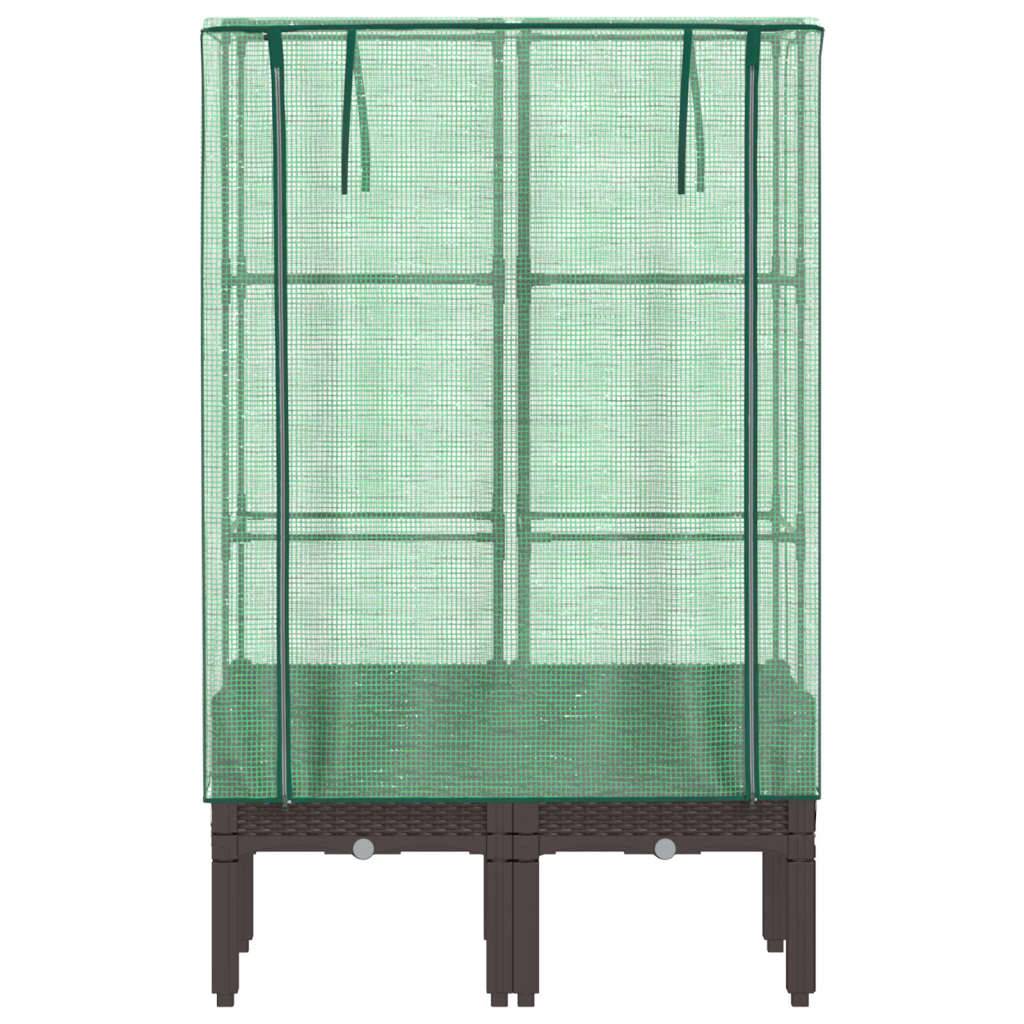 vidaXL Hochbeet mit Gewächshaus-Aufsatz Rattan-Optik 80x40x140 cm