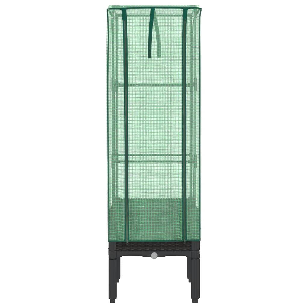 vidaXL Hochbeet mit Gewächshaus-Aufsatz Rattan-Optik 40x40x140 cm