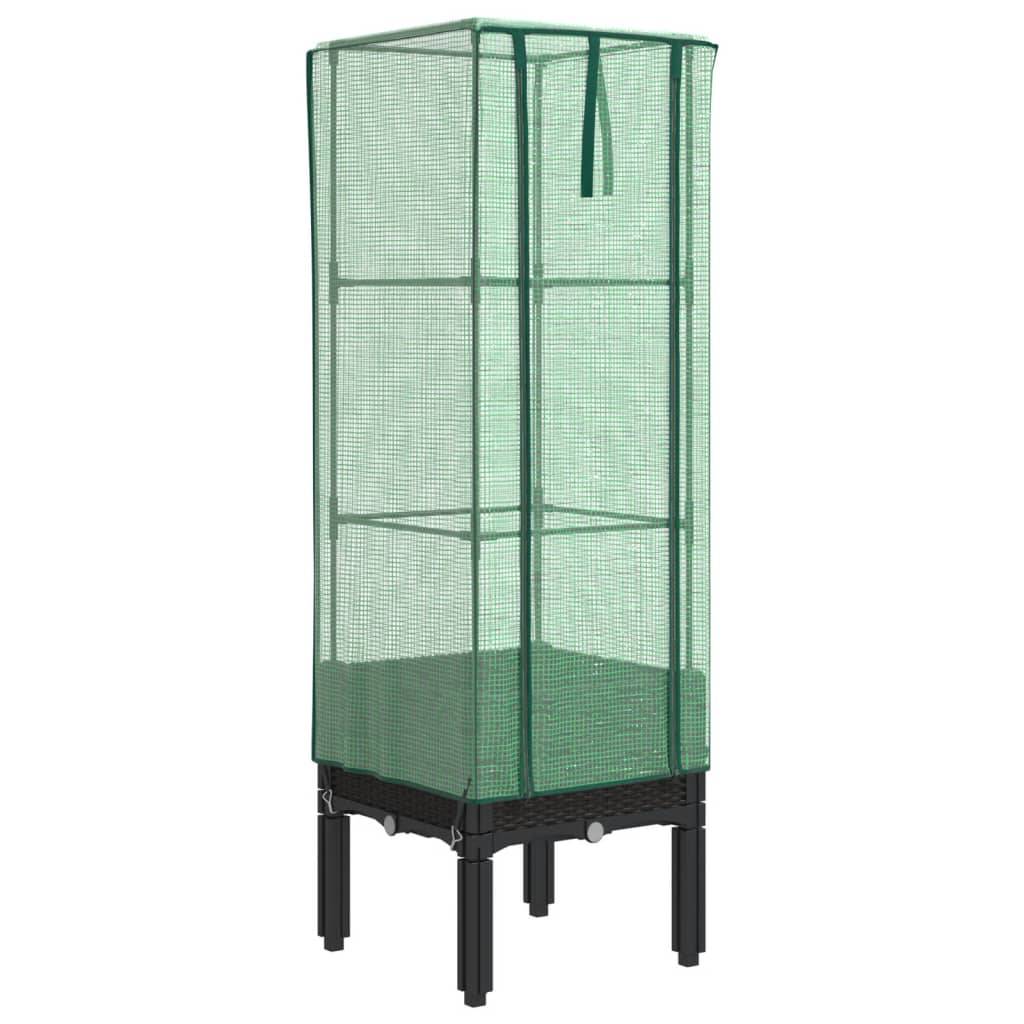 vidaXL Hochbeet mit Gewächshaus-Aufsatz Rattan-Optik 40x40x140 cm