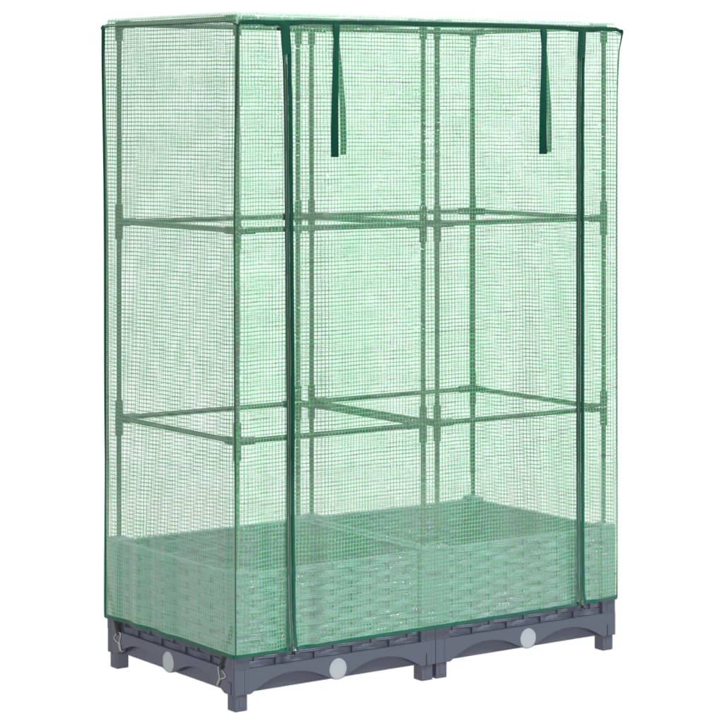 vidaXL Hochbeet mit Gewächshaus-Aufsatz Rattan-Optik 80x40x123 cm