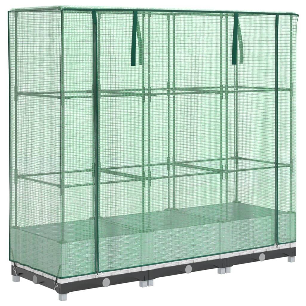 vidaXL Hochbeet mit Gewächshaus-Aufsatz Rattan-Optik 120x40x123 cm
