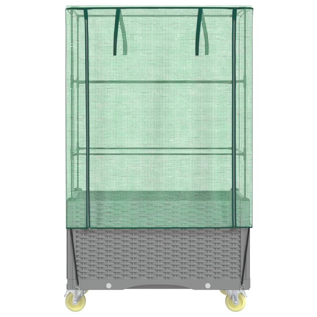 vidaXL Hochbeet mit Aufsatz und Rollen Rattan-Optik 80x50x182 cm