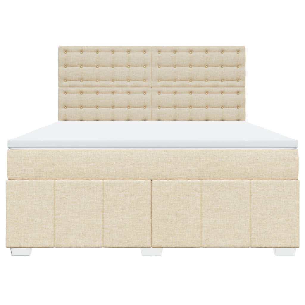 vidaXL Boxspringbett mit Matratze Creme 180x200 cm Stoff