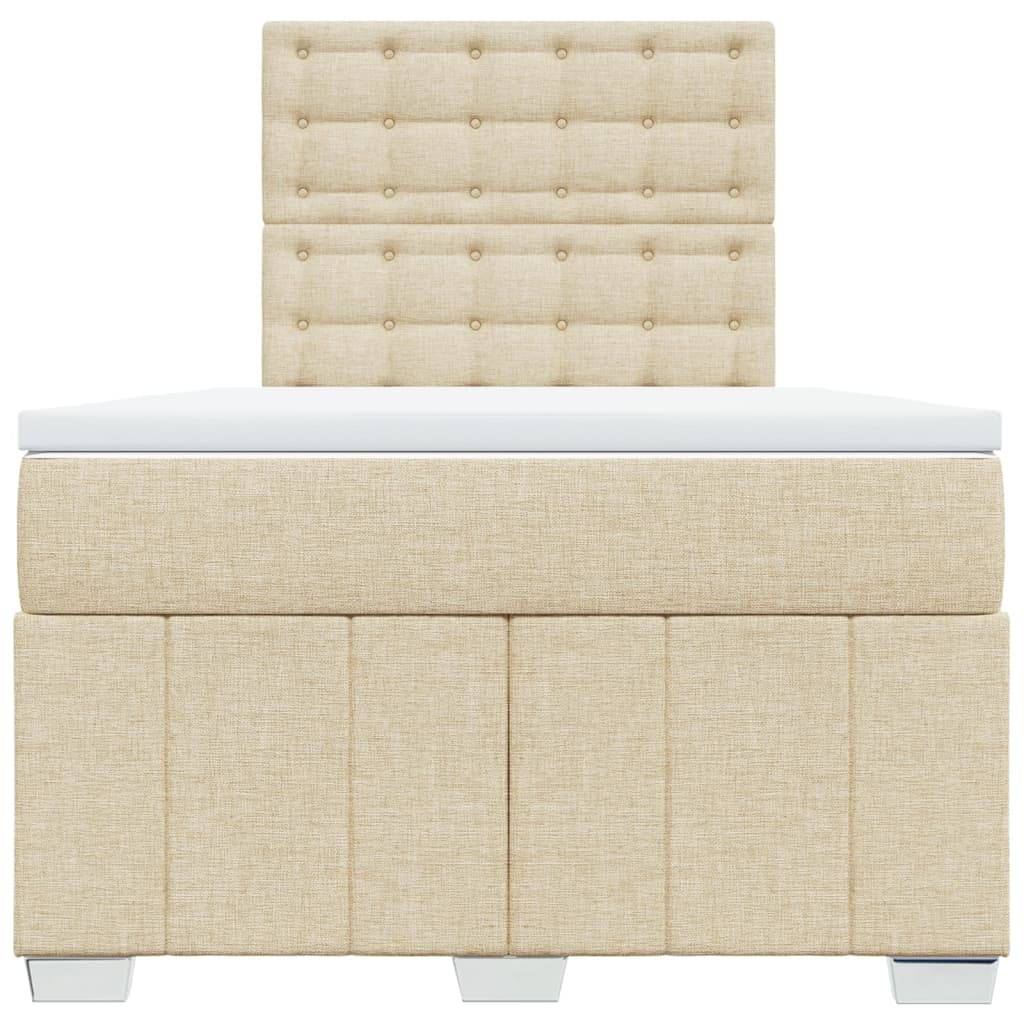vidaXL Boxspringbett mit Matratze Creme 120x200 cm Stoff