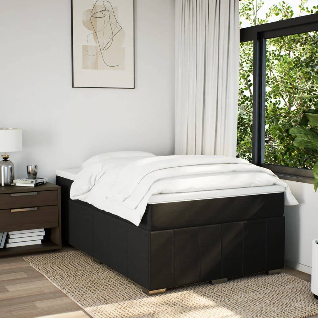 vidaXL Boxspringbett mit Matratze Schwarz 120x200 cm Stoff