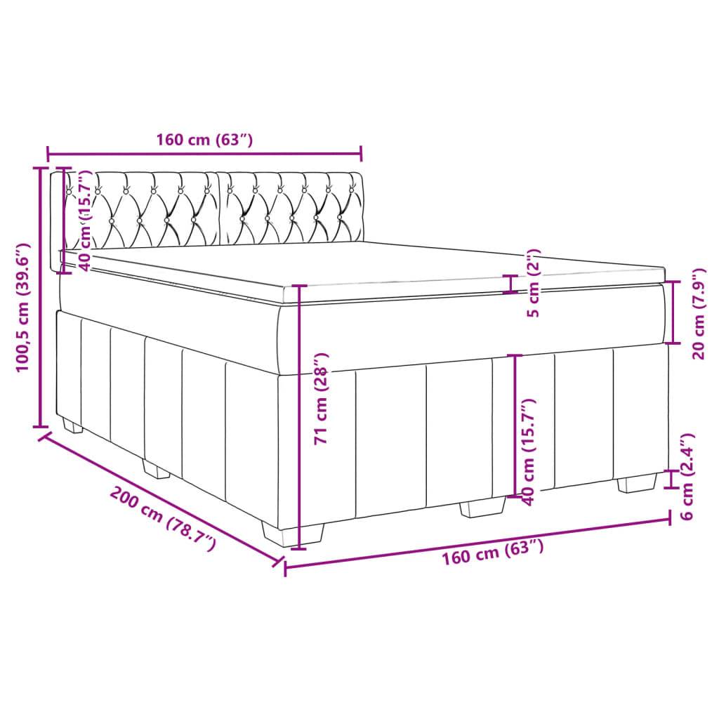 vidaXL Boxspringbett mit Matratze Taupe 160x200 cm Stoff