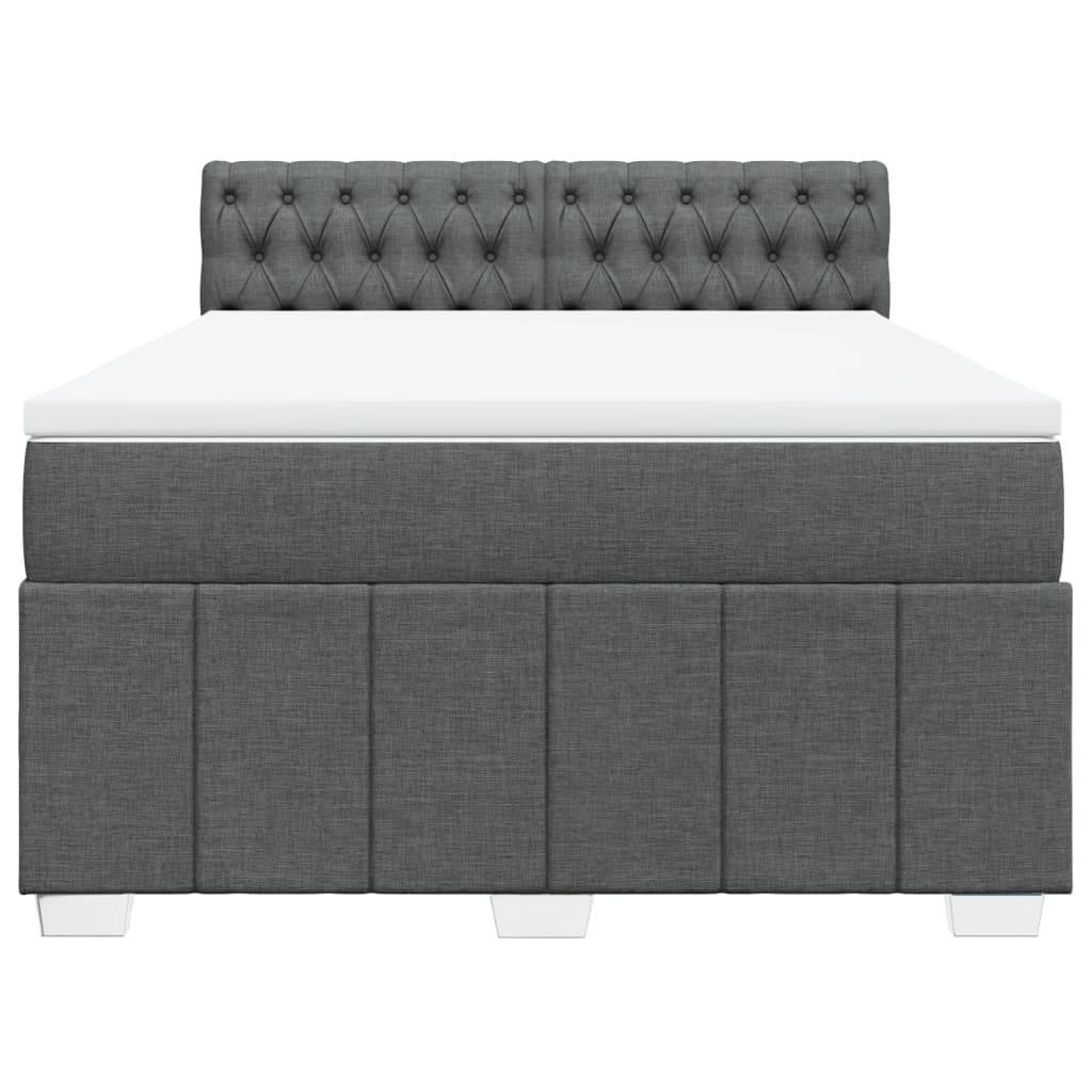 vidaXL Boxspringbett mit Matratze Dunkelgrau 160x200 cm Stoff
