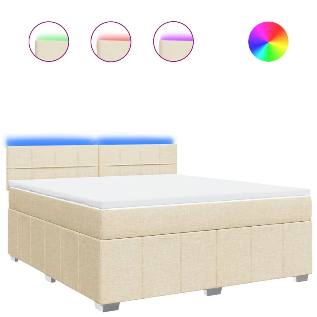 vidaXL Boxspringbett mit Matratze Creme 180x200 cm Stoff