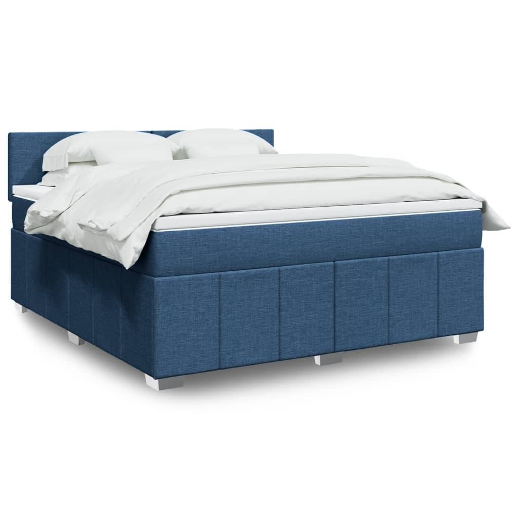 vidaXL Boxspringbett mit Matratze Blau 180x200 cm Stoff