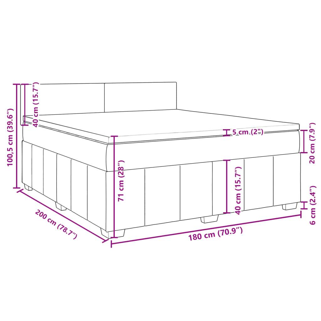 vidaXL Boxspringbett mit Matratze Hellgrau 180x200 cm Stoff