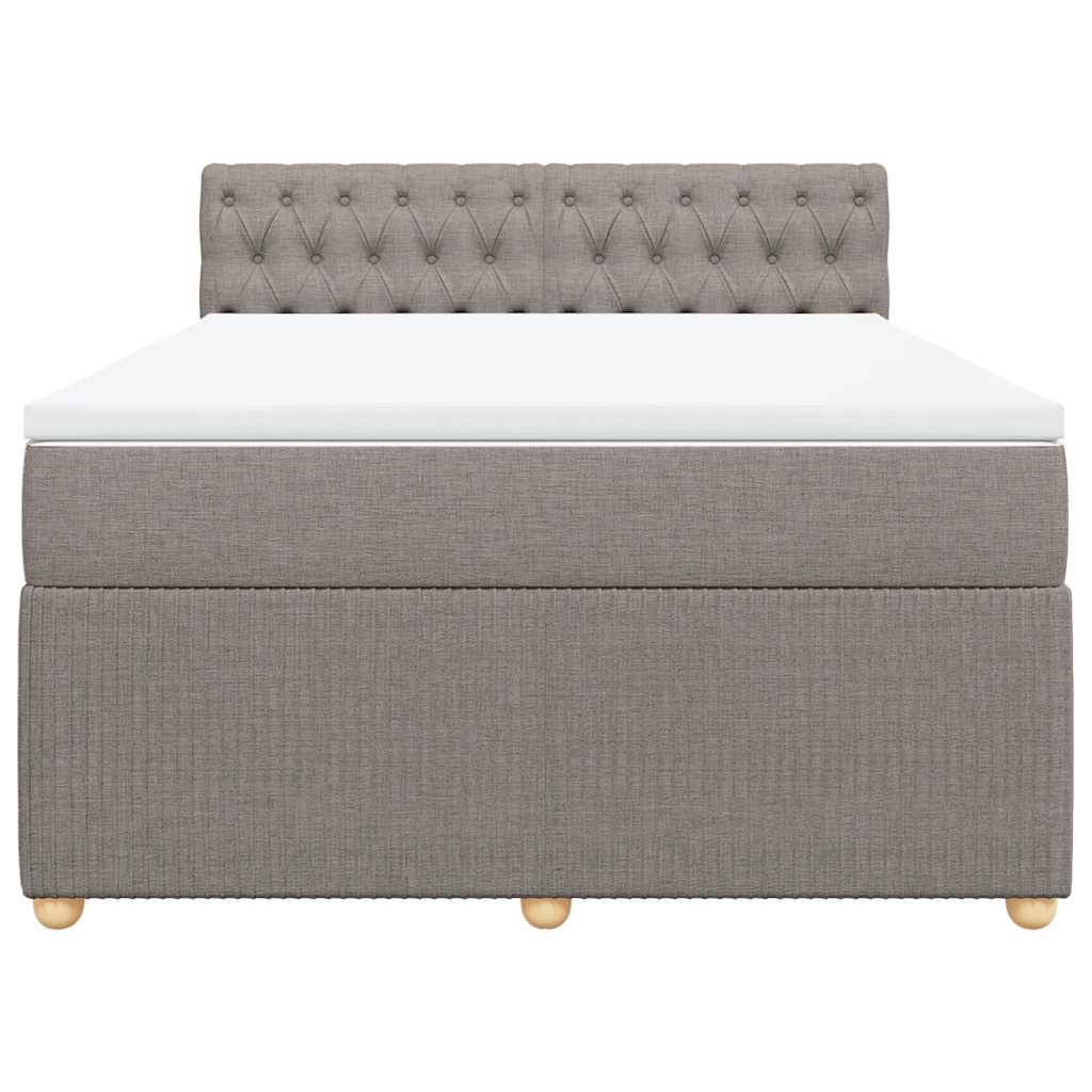 vidaXL Boxspringbett mit Matratze Taupe 140x190 cm Stoff