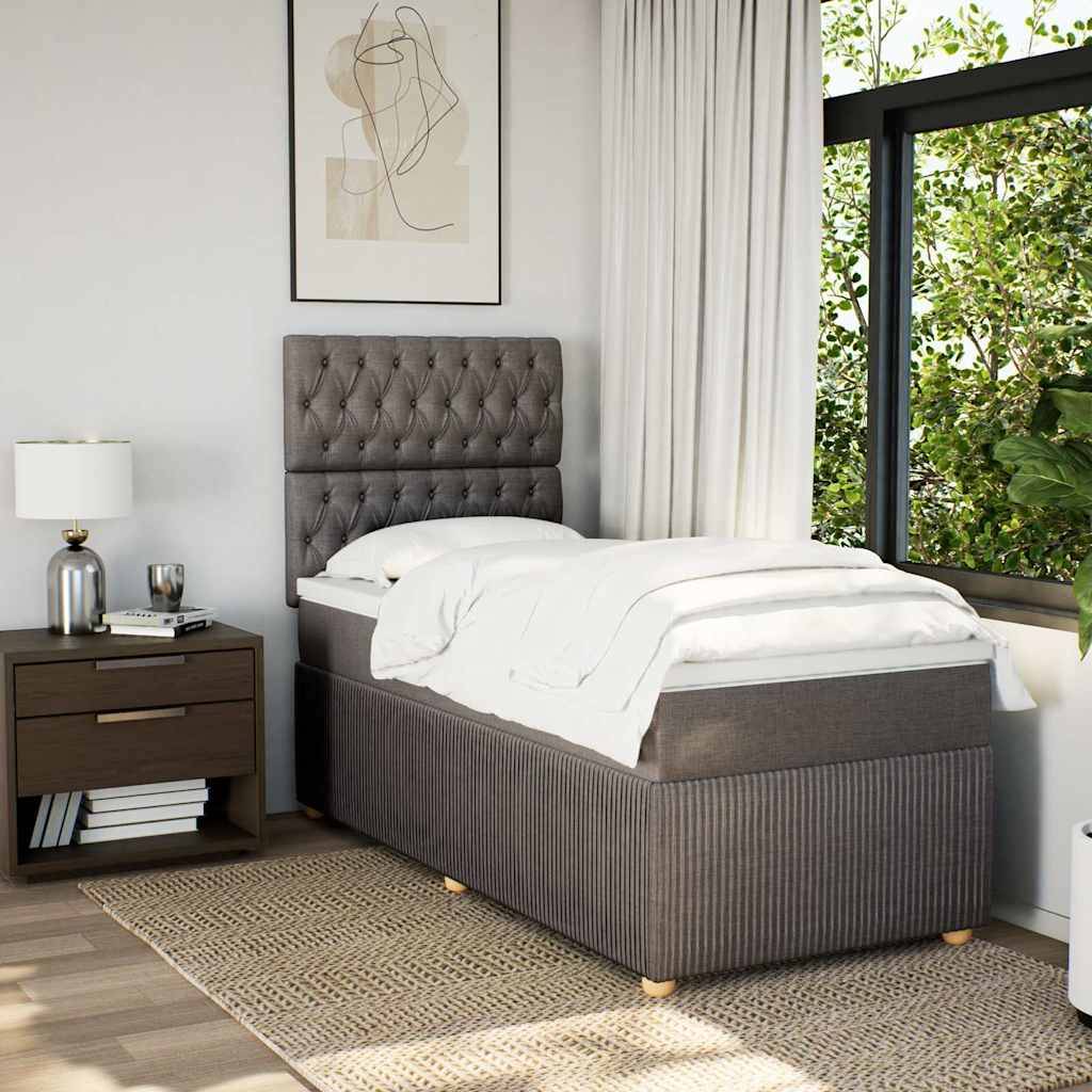vidaXL Boxspringbett mit Matratze Taupe 100x200 cm Stoff
