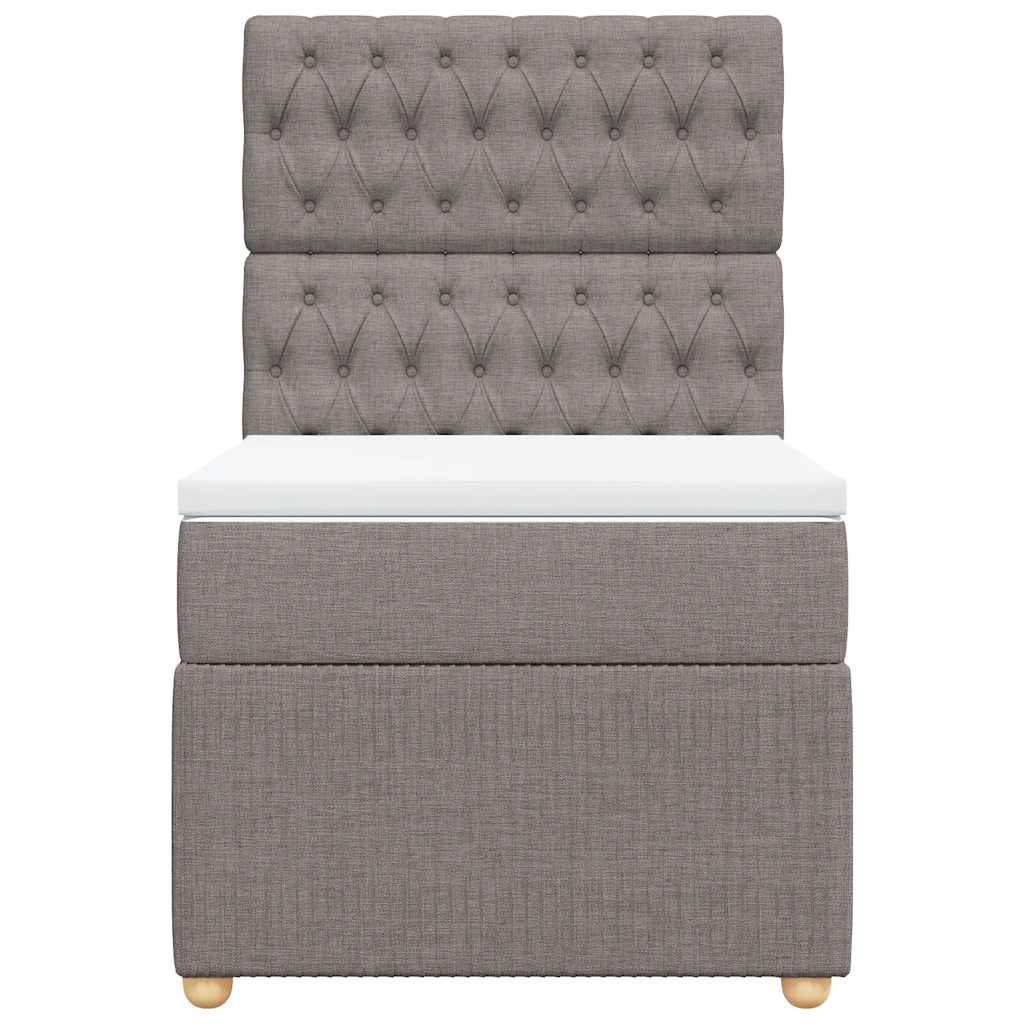 vidaXL Boxspringbett mit Matratze Taupe 100x200 cm Stoff