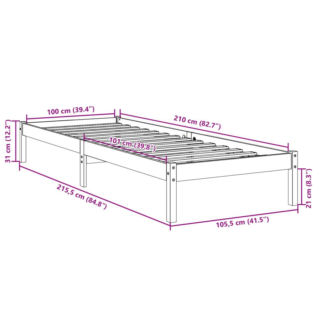 vidaXL Massivholzbett Extra Lang ohne Matratze 100x210 cm Kiefernholz