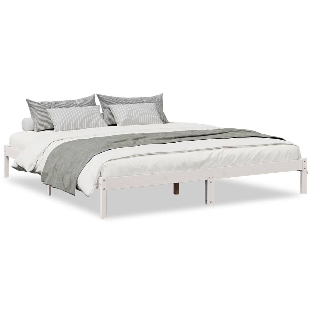 vidaXL Massivholzbett Extra Lang ohne Matratze Weiß 200x220 Kieferholz