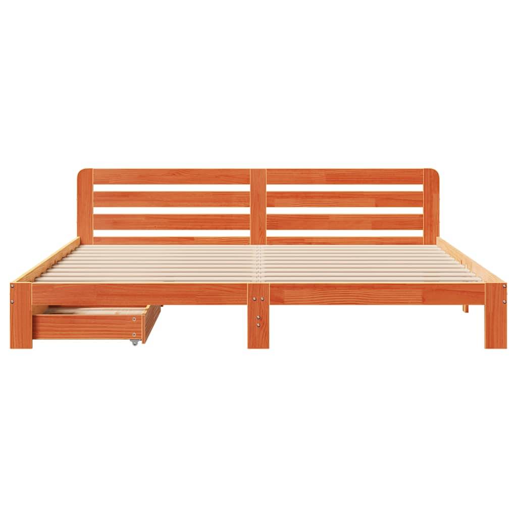 vidaXL Massivholzbett ohne Matratze Wachsbraun 180x200 Kiefernholz