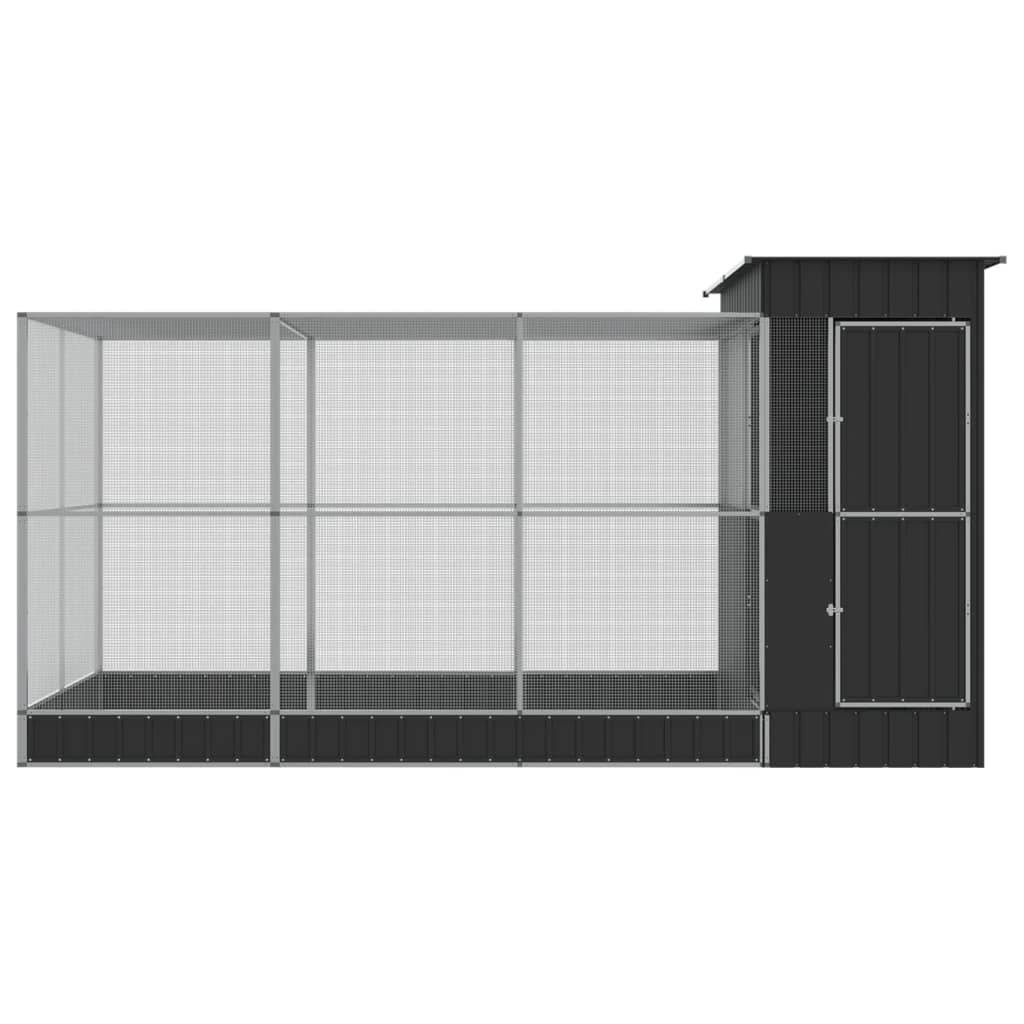 vidaXL Voliere mit Erweiterung Silbern 416x203x216 cm Stahl