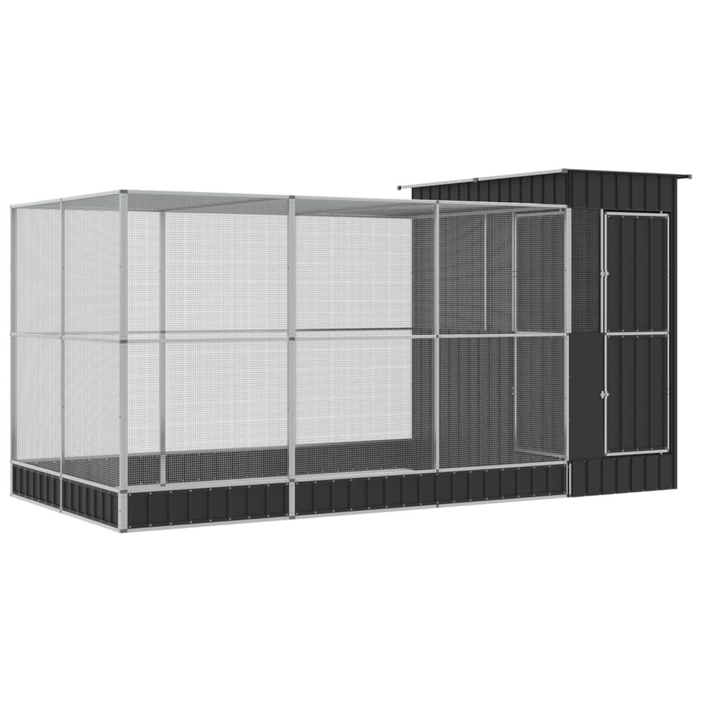 vidaXL Voliere mit Erweiterung Silbern 416x203x216 cm Stahl