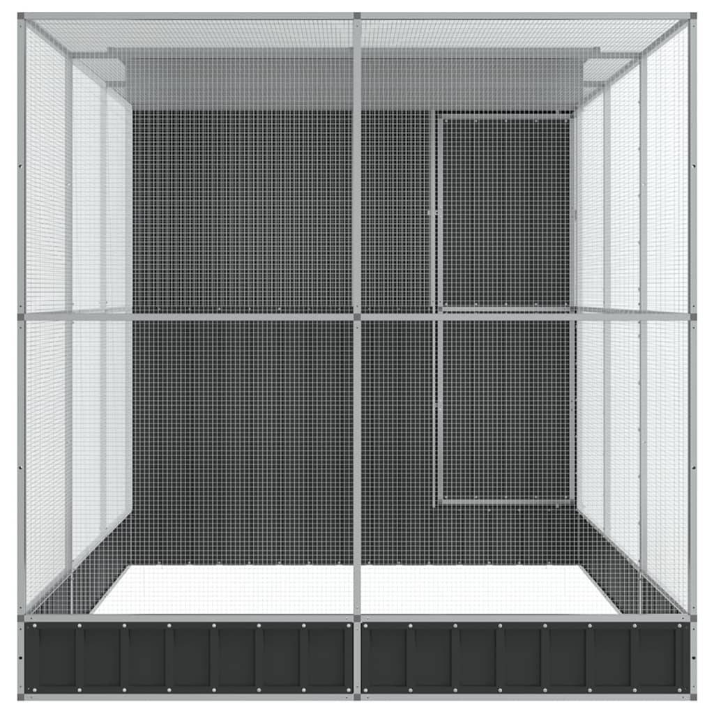 vidaXL Voliere mit Erweiterung Silbern 416x203x216 cm Stahl