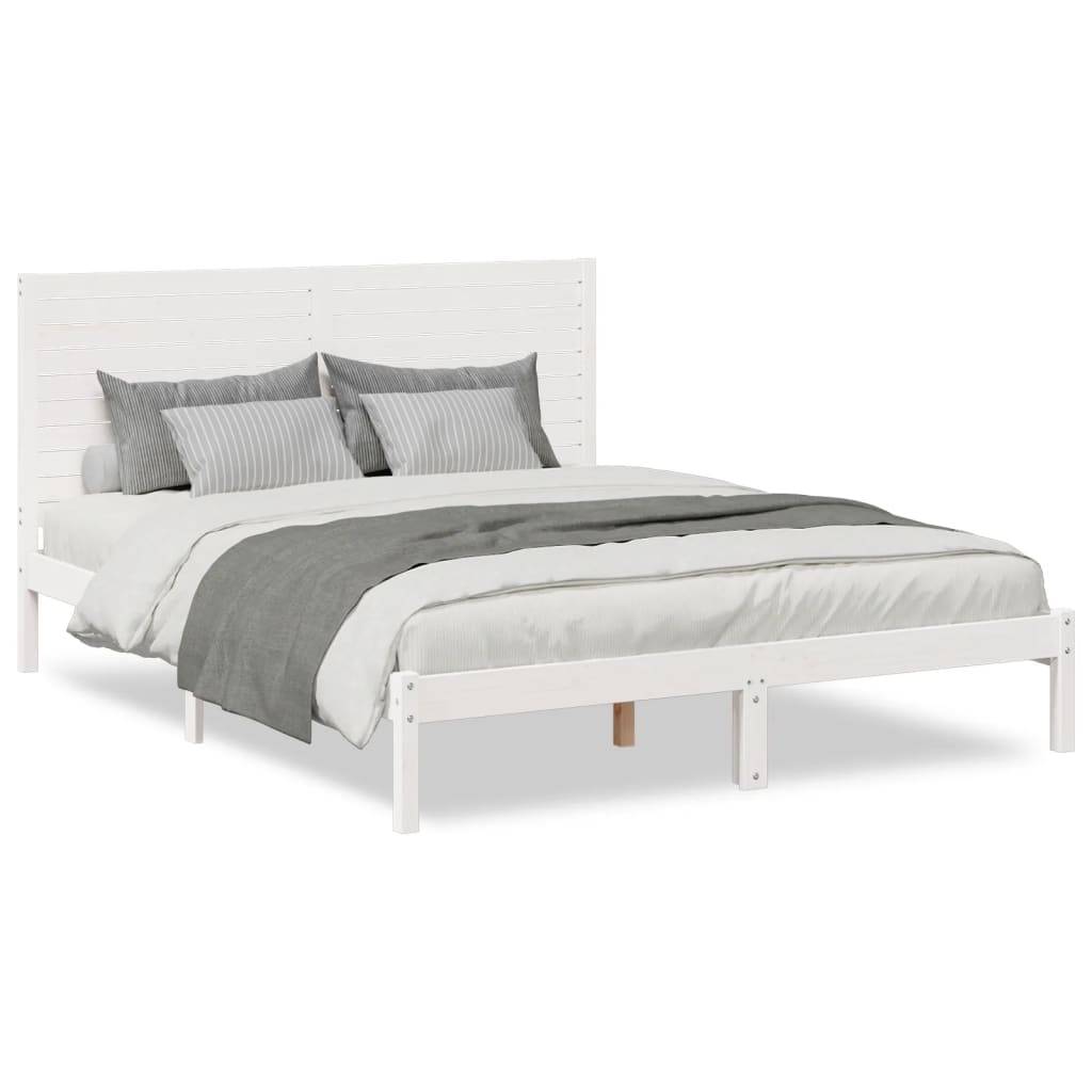 vidaXL Massivholzbett Extra Lang ohne Matratze Weiß 160x210 cm