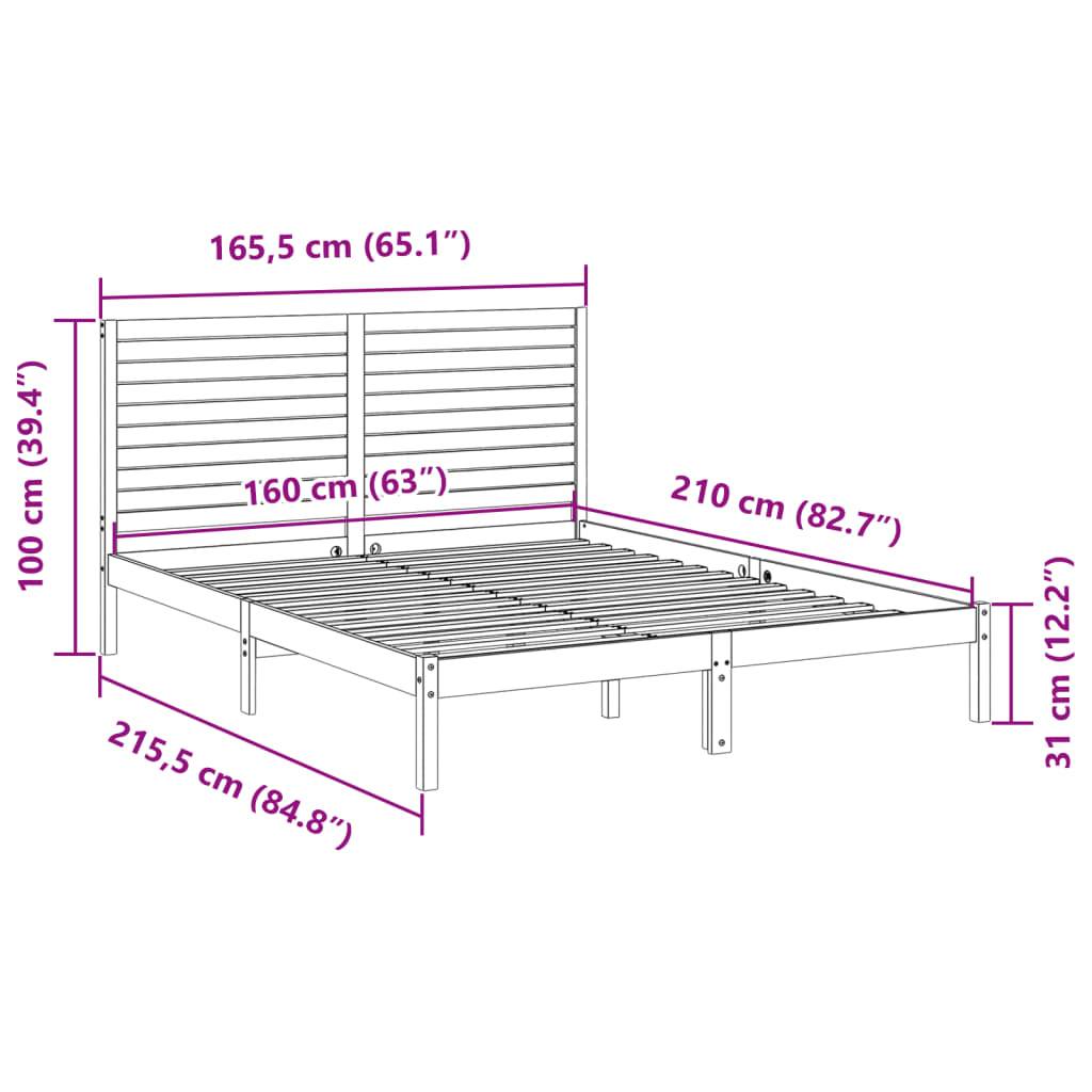 vidaXL Massivholzbett Extra Lang ohne Matratze Weiß 160x210 cm