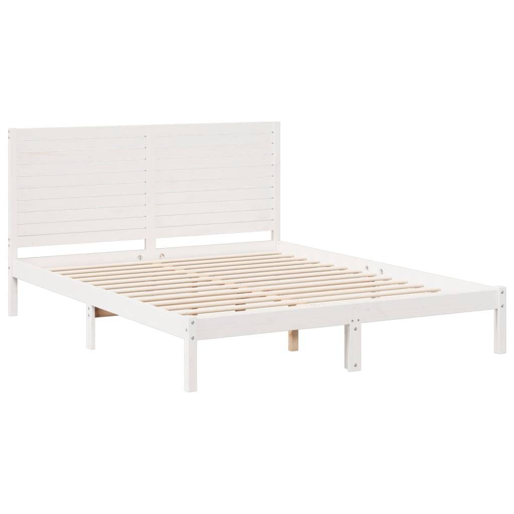vidaXL Massivholzbett Extra Lang ohne Matratze Weiß 160x210 cm