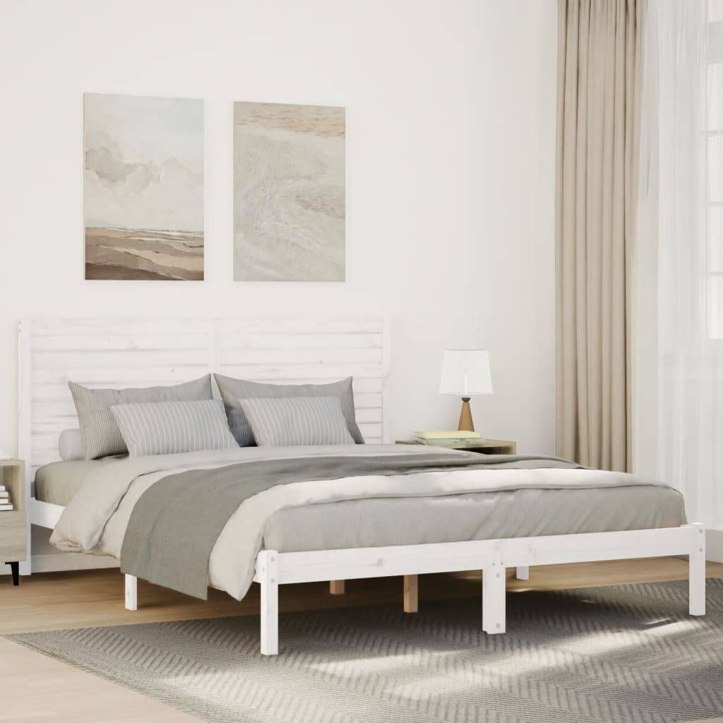 vidaXL Massivholzbett Extra Lang ohne Matratze Weiß 160x210 cm