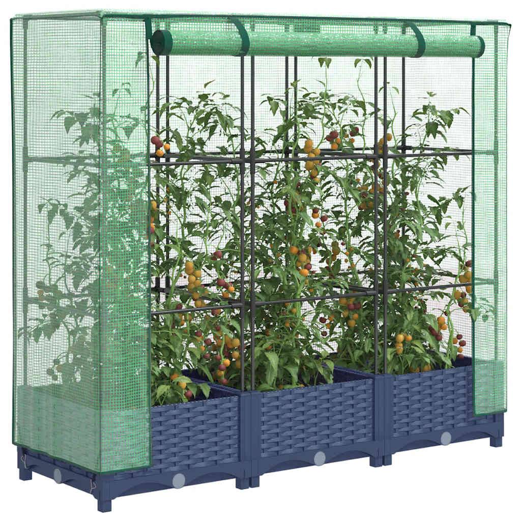 vidaXL Hochbeet mit Gewächshaus-Aufsatz Rattan-Optik 120x40x123 cm