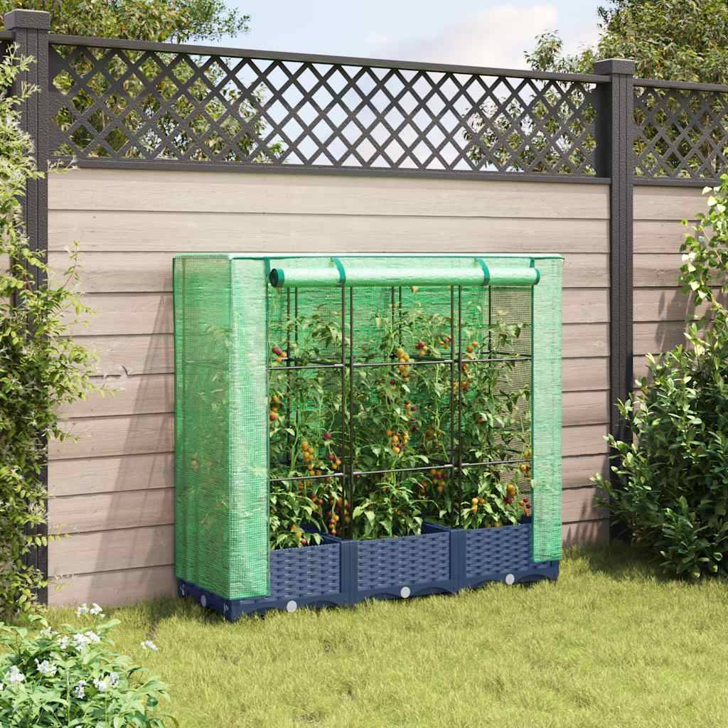 vidaXL Hochbeet mit Gewächshaus-Aufsatz Rattan-Optik 120x40x123 cm