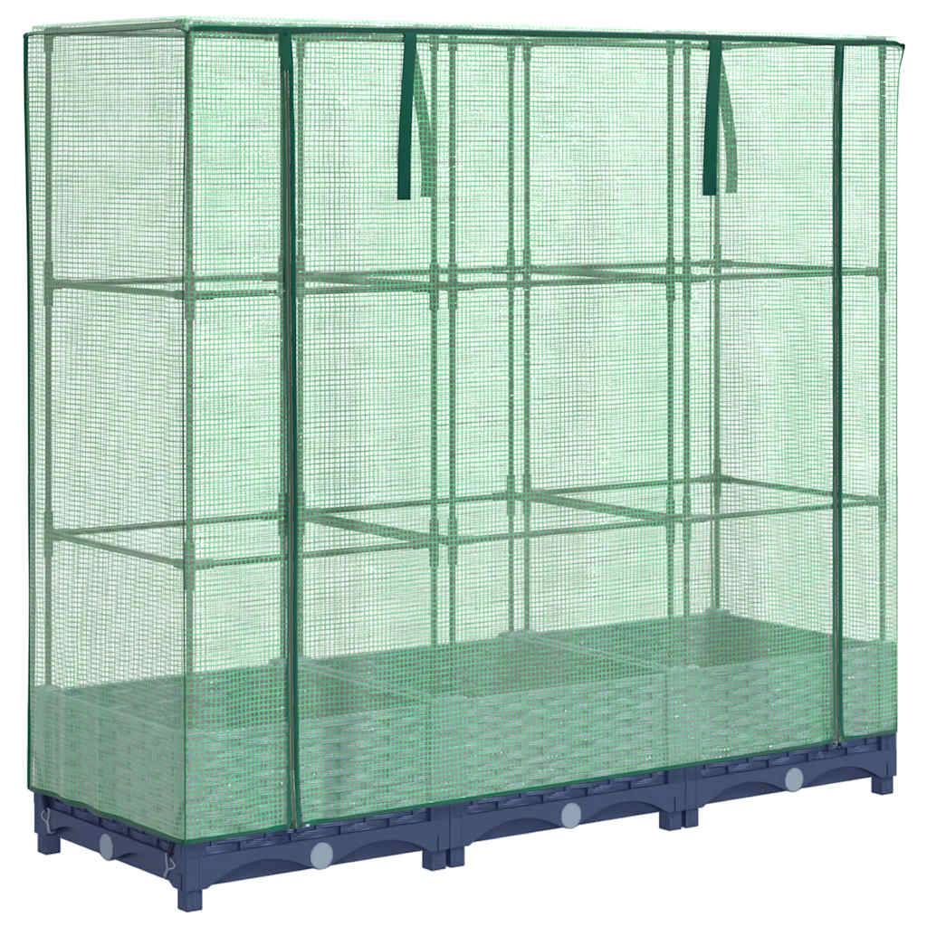 vidaXL Hochbeet mit Gewächshaus-Aufsatz Rattan-Optik 120x40x123 cm