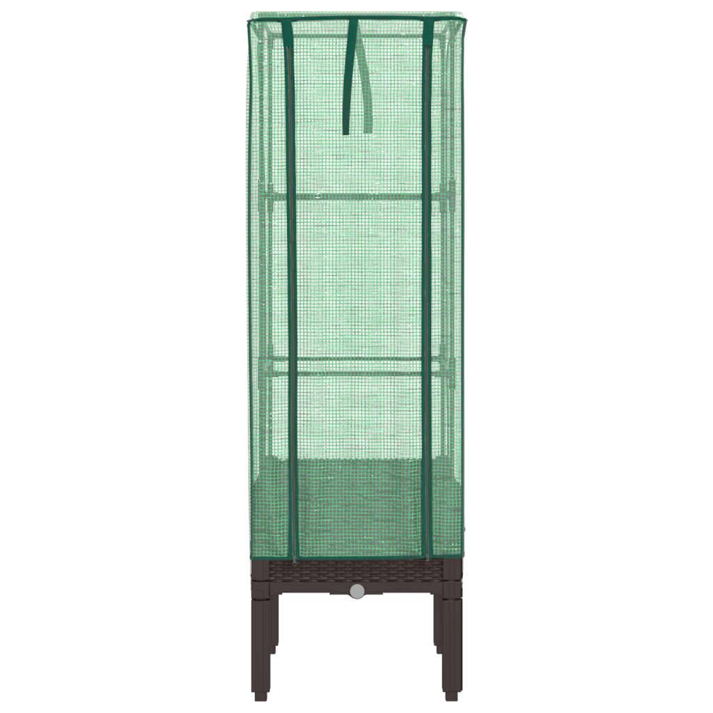 vidaXL Hochbeet mit Gewächshaus-Aufsatz Rattan-Optik 40x40x140 cm