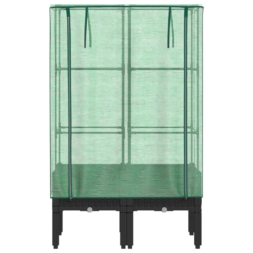 vidaXL Hochbeet mit Gewächshaus-Aufsatz Rattan-Optik 80x40x140 cm