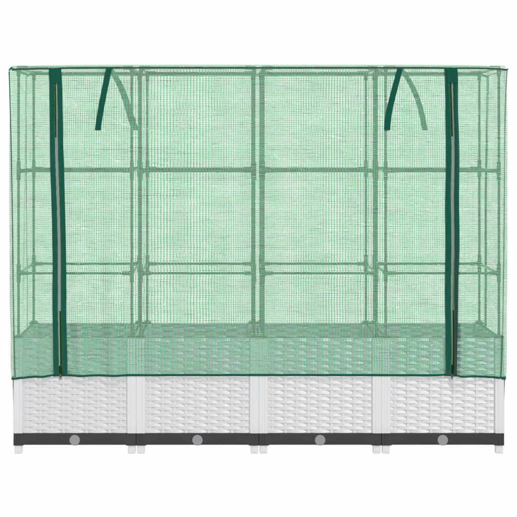 vidaXL Hochbeet mit Gewächshaus-Aufsatz Rattan-Optik 160x40x138 cm