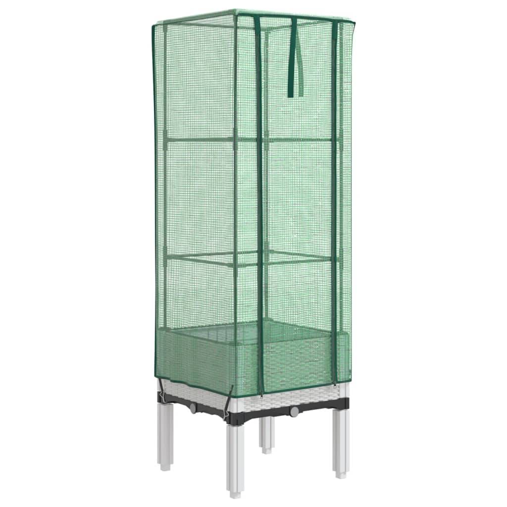 vidaXL Hochbeet mit Gewächshaus-Aufsatz Rattan-Optik 40x40x140 cm